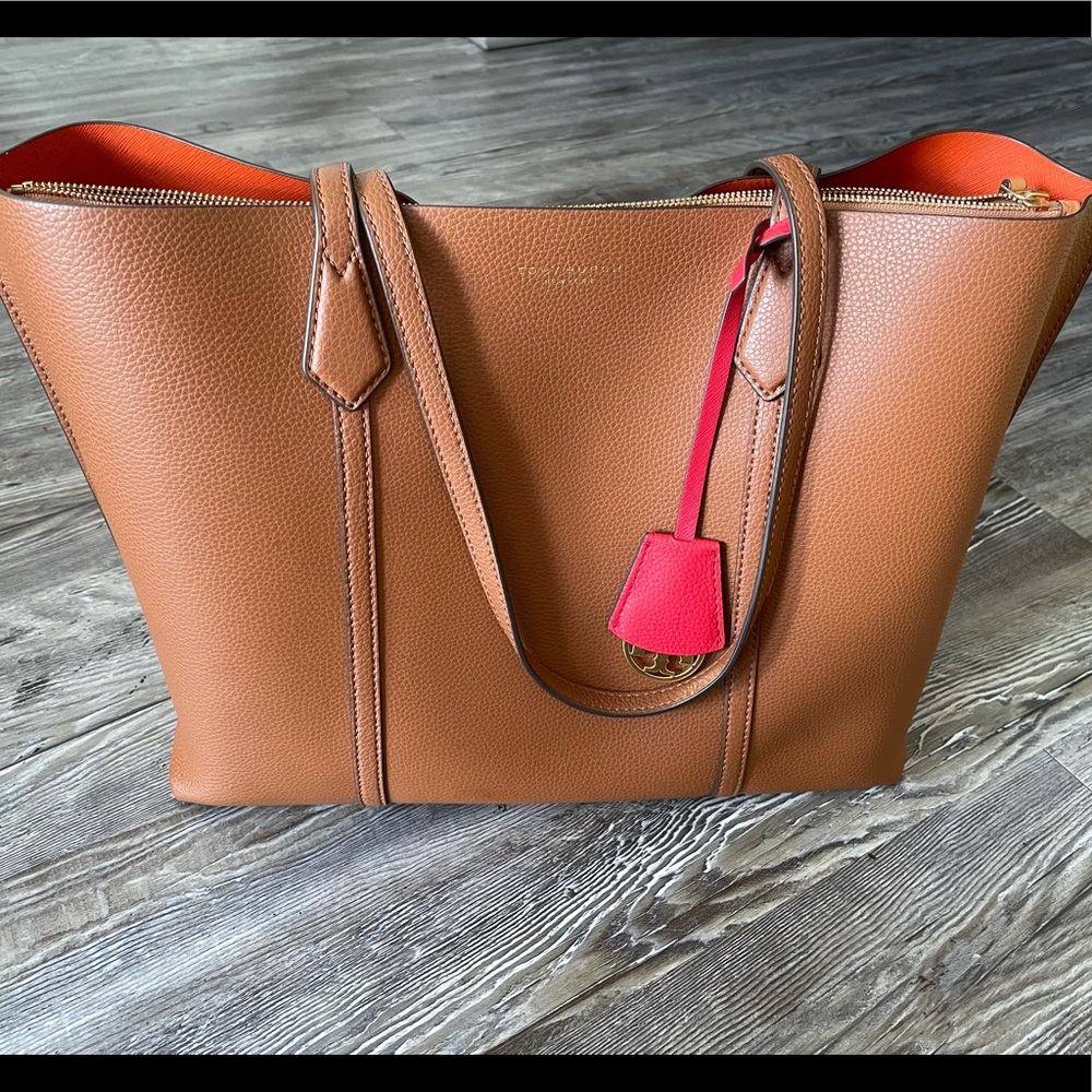 Tory Burch Triple Compartment Perry Leather Tote